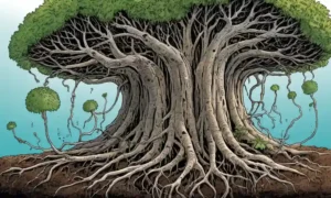 hongos micorrizales unidos a las raíces de las plantas