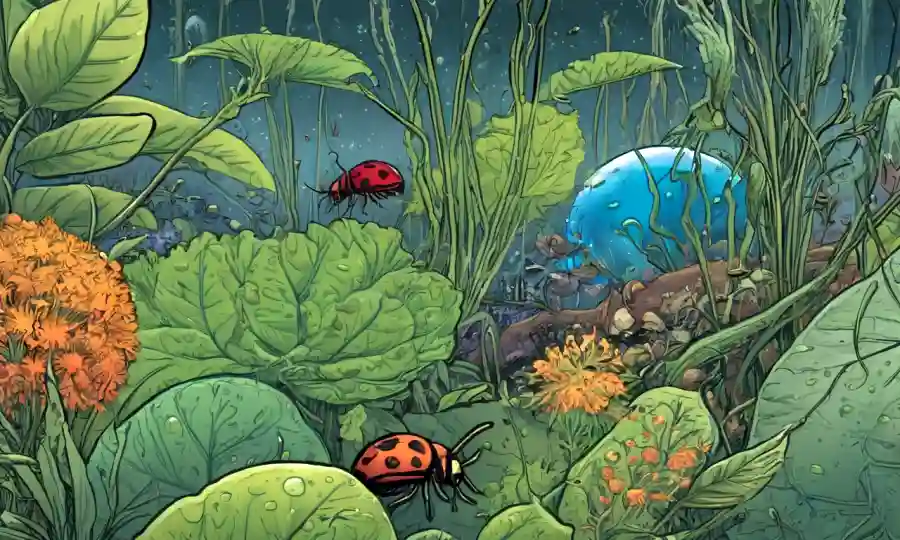 Simbiosis microbiana entre plantas e insectos en ecosistemas, destacando la interconexión.