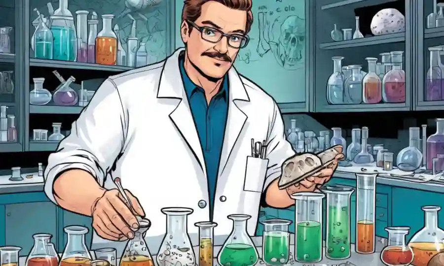 Un científico en un laboratorio que sostiene una muestra de hongos