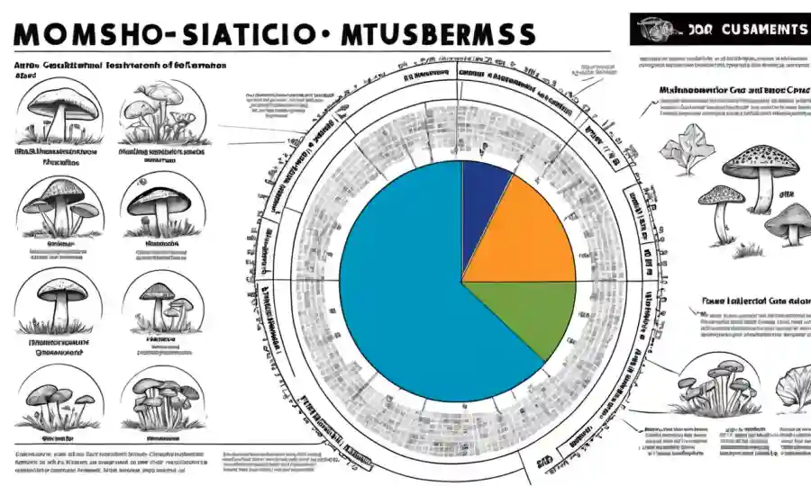 Gráfico circular que ilustra datos estadísticos sobre el impacto de los hongos en la industria de la investigación.