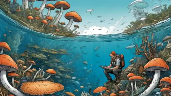 Investigadora que estudia setas marinas en medio de hábitats oceánicos y visualizaciones de impacto ecológico.