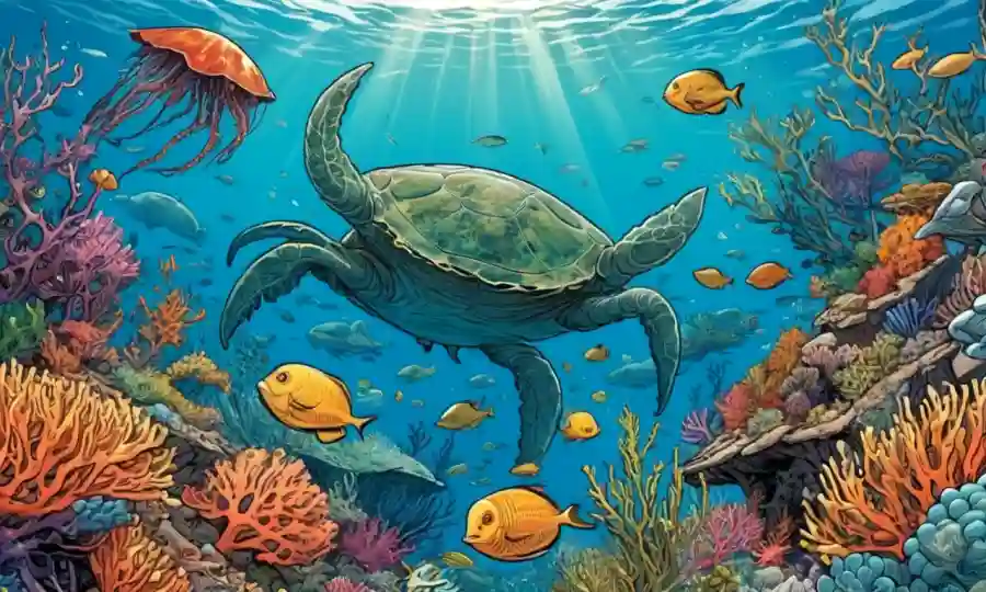 Criaturas oceánicas que forman relaciones simbióticas entre arrecifes de coral, camas de algas marinas y aguas abiertas.