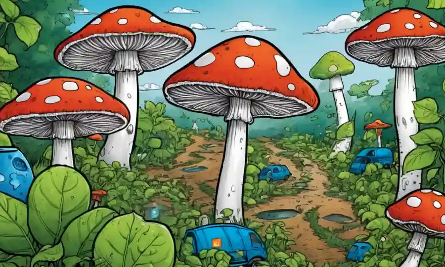 Células de baño rodeadas de símbolos de reciclaje y elementos ecológicos.