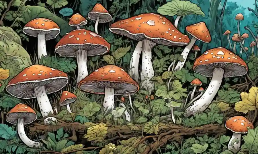 Disparos magnificados de hongos creciendo en diversos ambientes