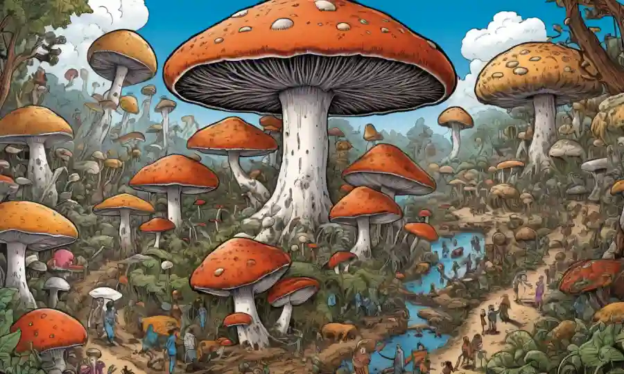 Fungi rodeado de humanos diversos