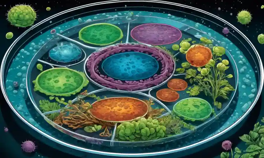 Microorganismos creciendo en platos petri