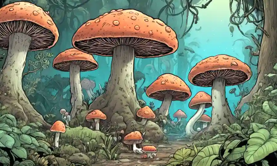 Organismos fúngicos interactuando con otras especies en diversos ambientes.
