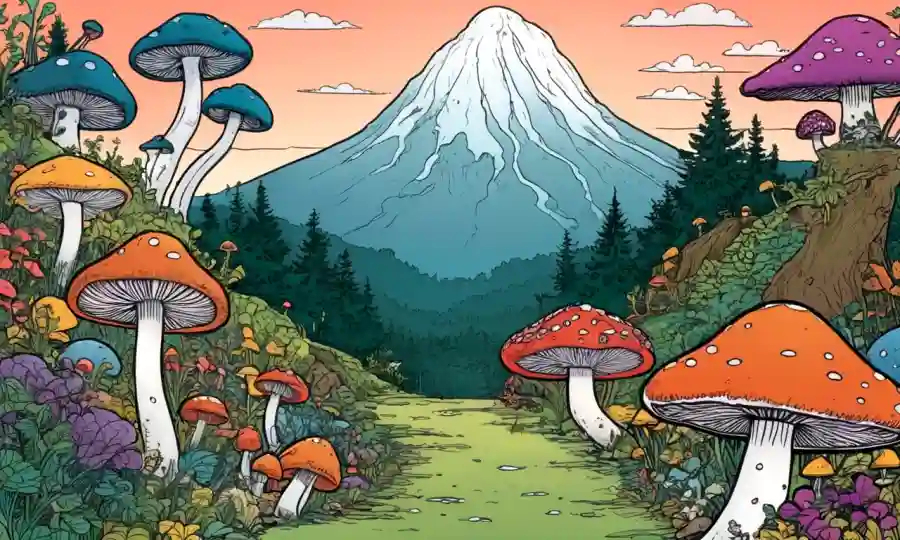 Una ilustración inspirada en hongos que transmite autodescubrimiento introspectivo.