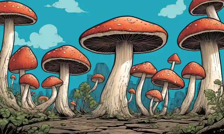 Setas con raíces que conectan culturas antiguas a experimentos modernos.