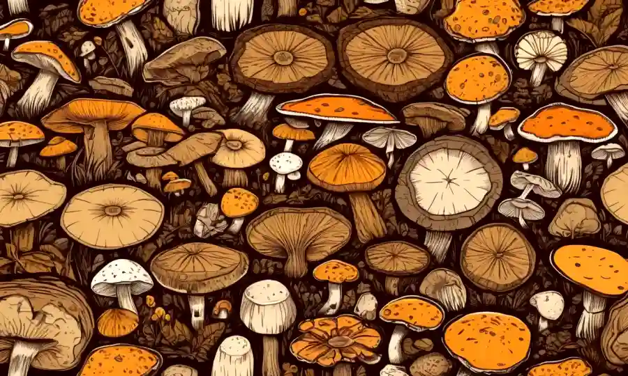 Losas de madera con diferentes tipos de especies de madera adecuadas para el cultivo de hongos.
