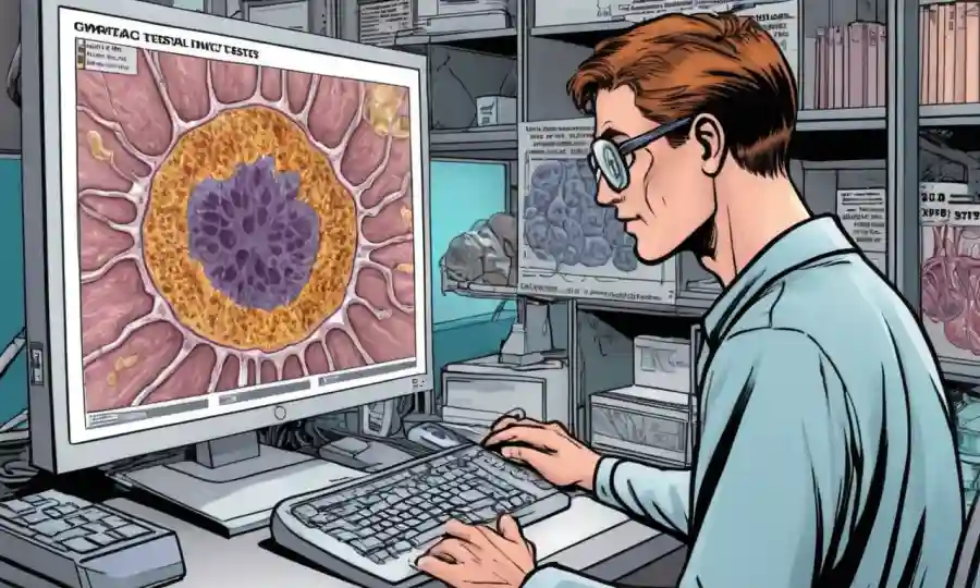 Imágenes médicas y pruebas de laboratorio en una pantalla de computadora ilustran métodos de detección temprana para identificar infecciones fúngicas.