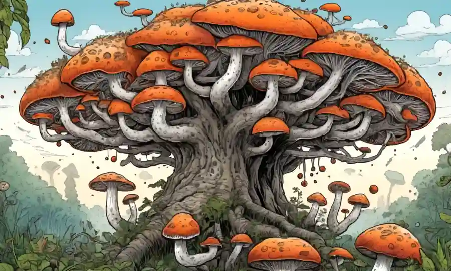 Árbol evolutivo de especies de hongos basado en secuencias de genes.