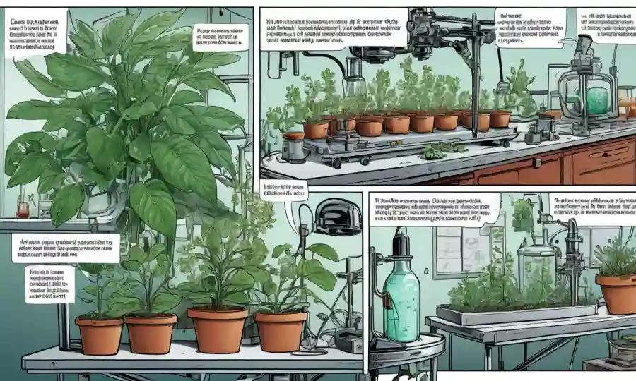 Ilustraciones de plantas, equipos de microscopía y conjuntos de laboratorio con texto destacando técnicas de aislamiento y caracterización para endofitos.