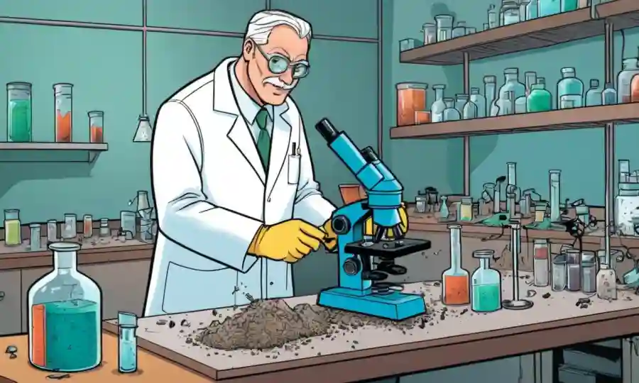 Un científico recolectando muestras de suelo en un entorno de laboratorio