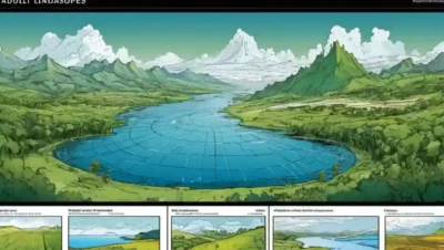 Paisajes terrestres con datos ecológicos mostrados en pantallas o gráficos.