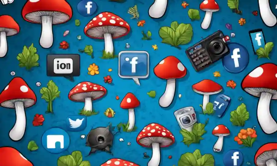Setas creciendo en medio de iconos de redes sociales en una pantalla.
