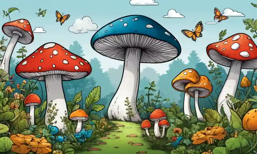 Setas creciendo en armonía con la naturaleza