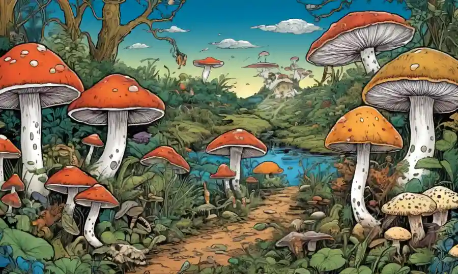 Una combinación de hongos, plantas y animales restaurados para equilibrar en un ambiente terrenal.