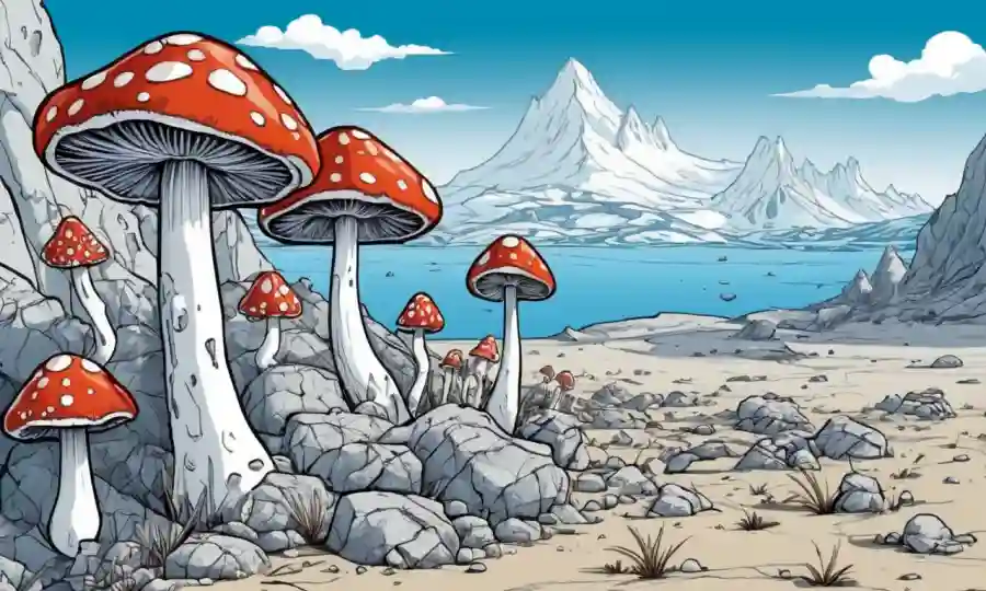 Setas creciendo en ambientes extremos como desiertos o glaciares.