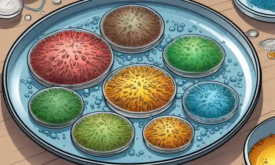 Enzymes ayuda a la degradación de nutrientes hongos en un plato de petri.