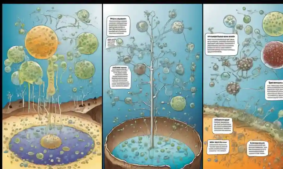 Las ilustraciones científicas y los gráficos muestran el papel de sustratos en los procesos de fermentación microbiana.