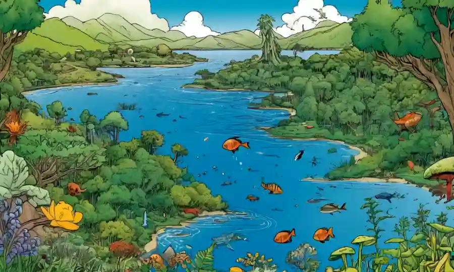 Gráficos y gráficos que ilustran los datos de biodiversidad en medio de un contexto de ecosistemas naturales.