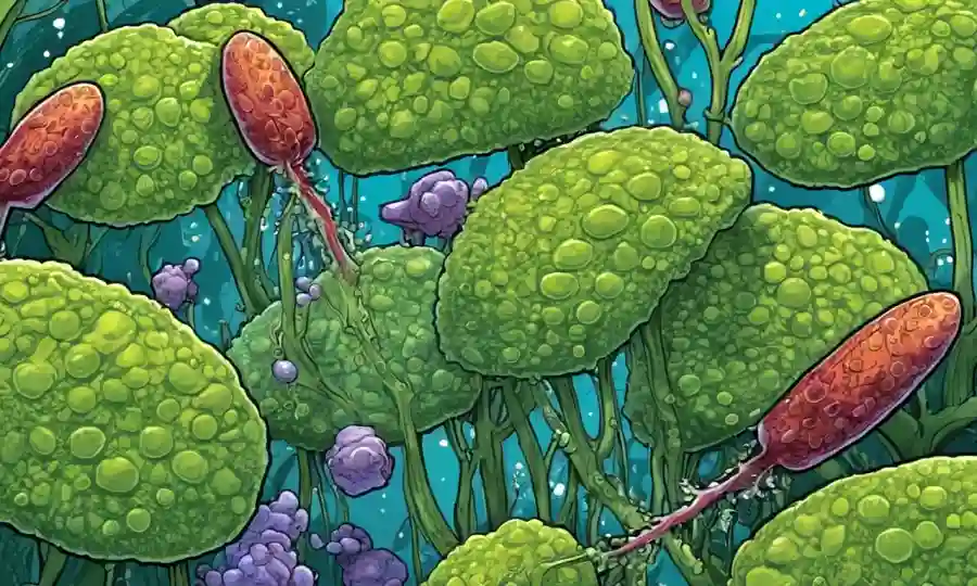 Endofito microbiano en células vegetales durante las etapas de mantenimiento y proliferación.