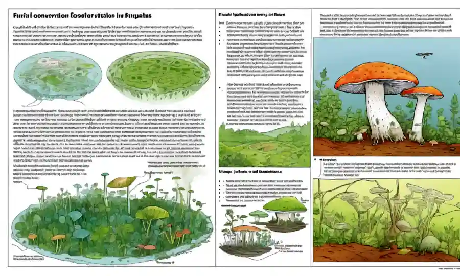 Imagen mostrando planes de conservación de especies fúngicas con gráficos y estadísticas de datos.
