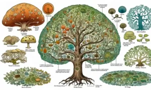 Varias especies fúngicas visualizadas en un árbol de diagrama de vida.
