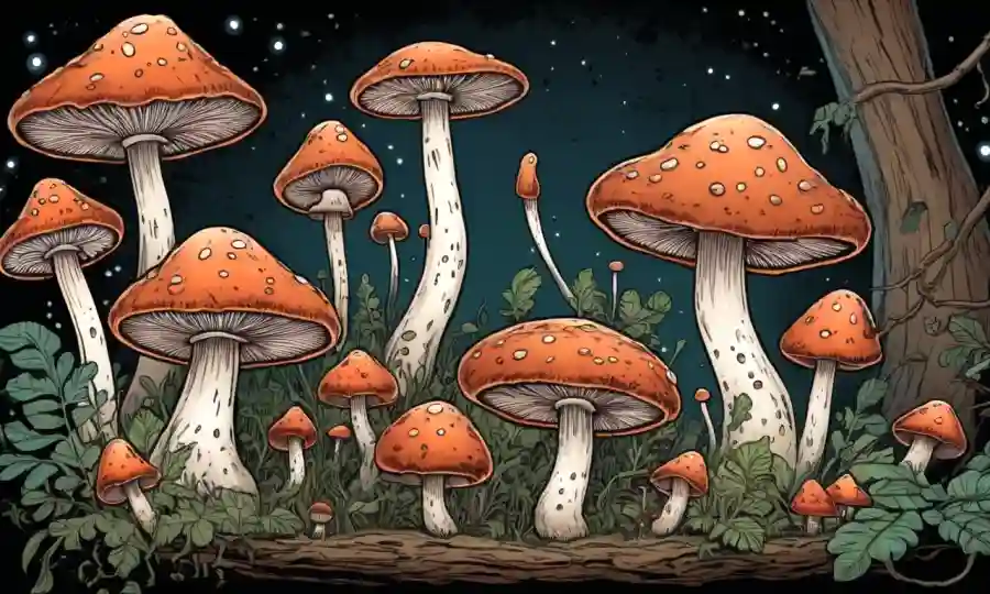 Las etapas de cultivo de hongos con esporas y micelio ilustrados.