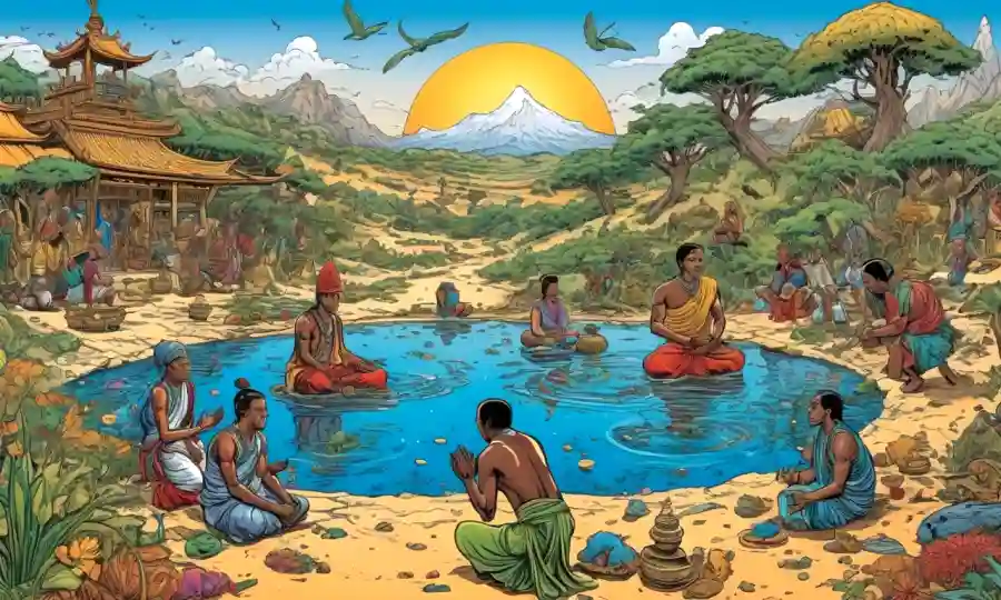 Diversas culturas prácticas tradicionales y creencias espirituales que rodean el concepto de simbiosis.