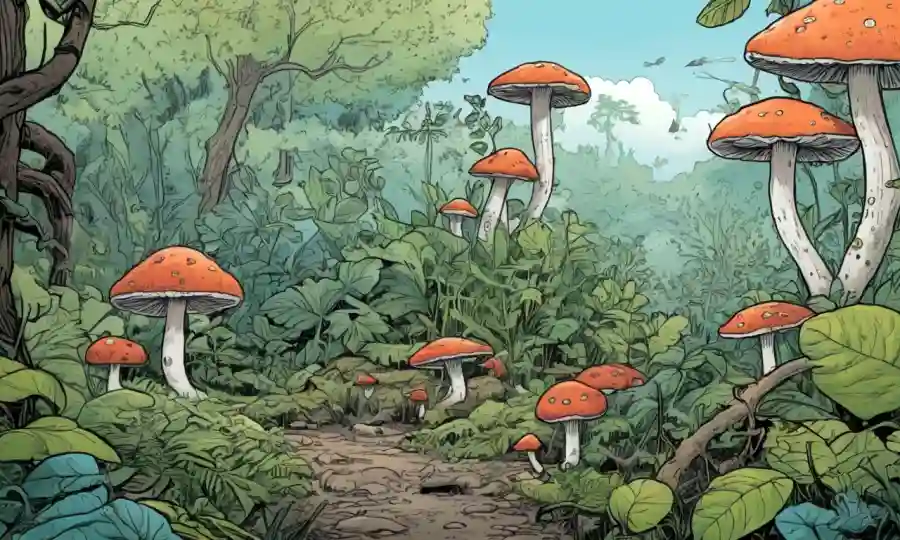 Los hongos y las plantas coexisten en un exuberante ecosistema