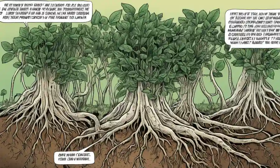 Imágenes microscópicas de raíces de plantas rodeadas por texto discutiendo estrategias para preservar endofitos.