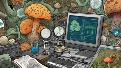 Gráficos científicos y gráficos en un microscopio o pantalla de computadora
