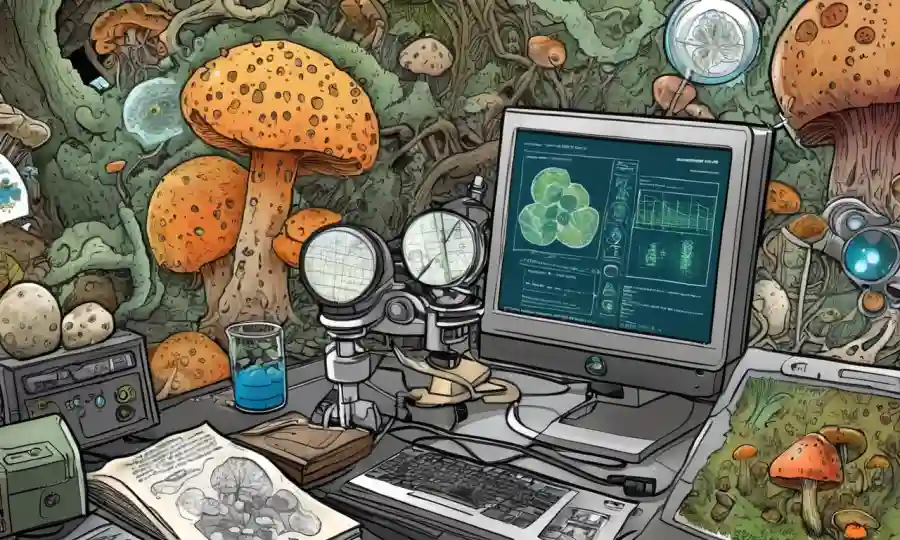 Gráficos científicos y gráficos en un microscopio o pantalla de computadora