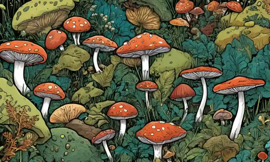 Espadas de diversos hongos que se propagan en la naturaleza, destacando la importancia ecológica.