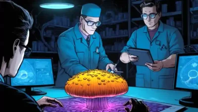 Muestra de setas expuesta a la luz UV