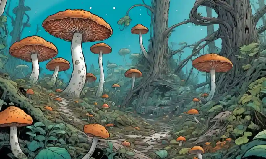 Imagen más cercana de hongos creciendo en un ambiente controlado, destacando los beneficios de la producción de sistemas cerrados.