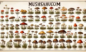 Un gráfico que muestra diferentes hongos con sus propiedades medicinales naturales enumeradas a continuación cada uno.