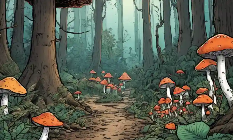 Fungi creciendo en el bosque