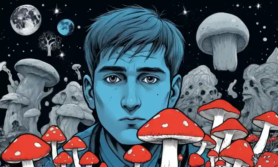 La persona tiene hongos, luciendo considerados mientras rodeado de iconos emocionales y estadísticas.