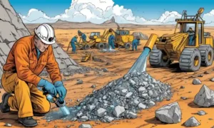 Geólogos que extraen minerales o aceite de la tierra