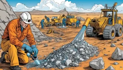 Geólogos que extraen minerales o aceite de la tierra