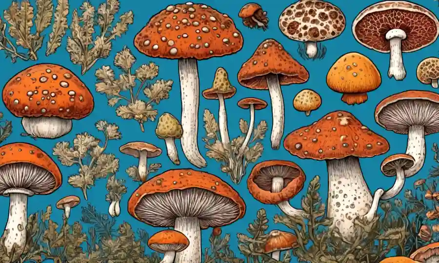 Imágenes microscópicas de varias especies de hongos con características morfológicas detalladas.