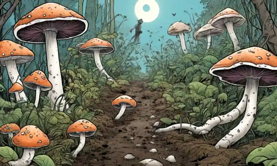 Fungi descompone la materia orgánica en un contexto ecológico relacionado con la sostenibilidad.