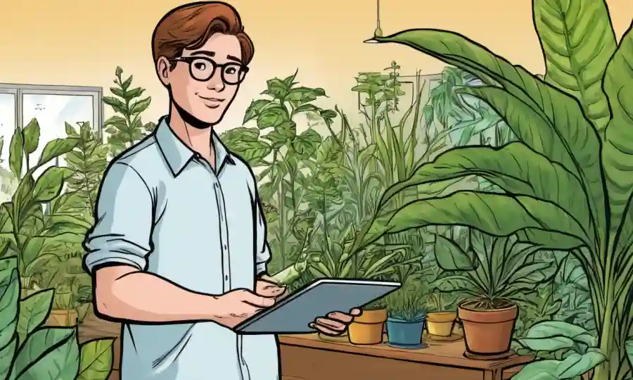 Persona de pie cerca de plantas