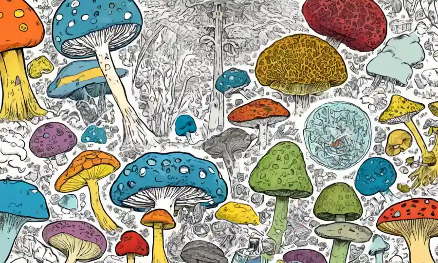 Visualizaciones de datos científicos sobre los impactos de la salud mental de hongos en los documentos de investigación de antecedentes.