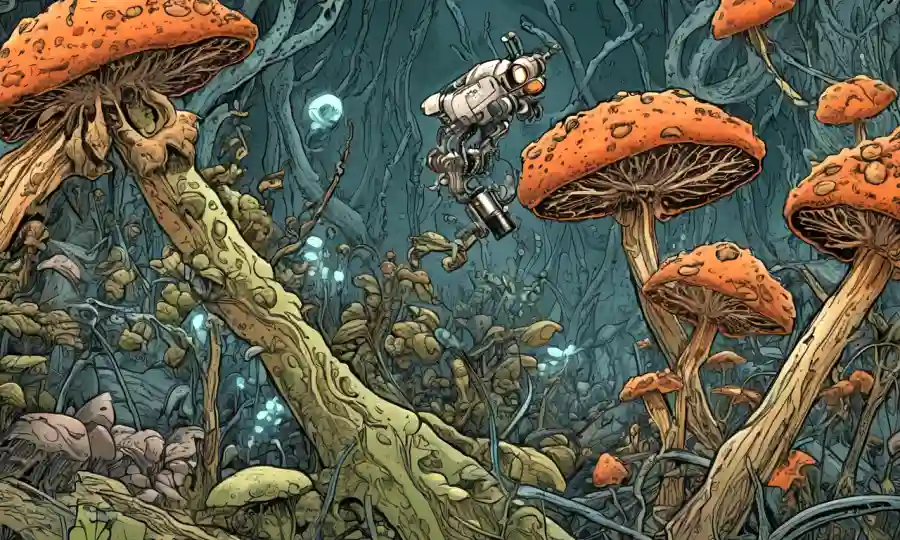 Una imagen del microscopio revelando crecimiento fúngico que impacta a las poblaciones de insectos.