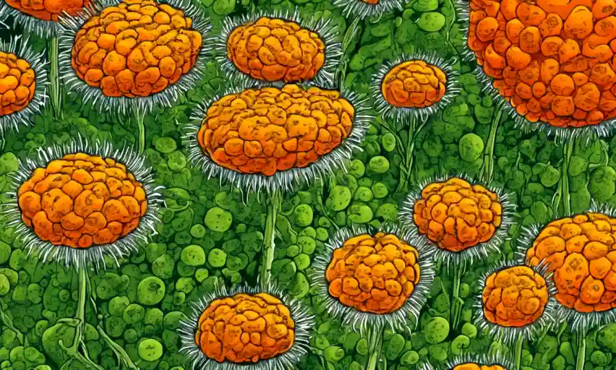 Imagen microscópica que muestra asociación entre revestimientos de plantas y endofitos para conclusiones.