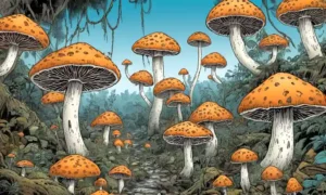 Una red fúngica que ilustra el concepto de hongos de miel